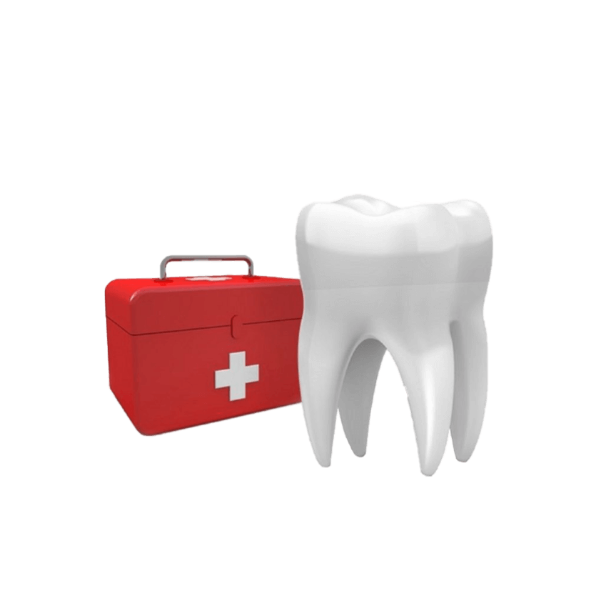 Bolący ząb z apteczką pogotowia stomatologicznego